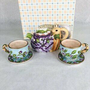 New Silvestri Whispering Garden Collection Tea Set Elaine Voghelle Bunny Teapot